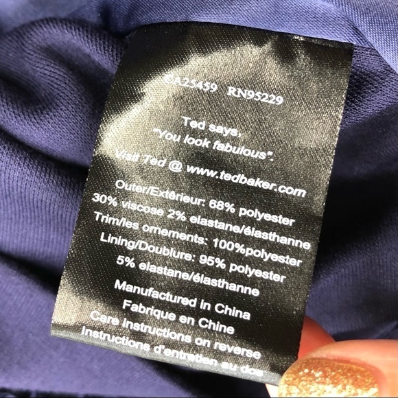 Ted Baker London navy blue ruffle knit shift dress - Picture 11 of 12